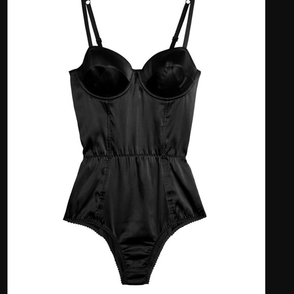 Fleur du Mal satin bullet bodysuit black size M - Picture 1 of 2